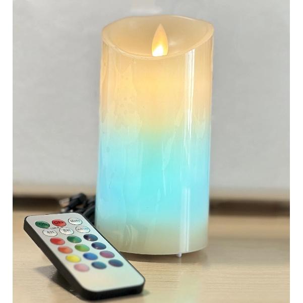 USB Rechargeable Pillar RGB Candle light Paraffin Wax Dancing wick w/18keys Multi-color Remote Home Party table Decoration