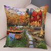 Vintage Colorful Style Coconut Tree Pillow Cover Country House Landscape Pillow Sofa Car Office Cushion Cover Home Decor