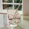 Pink Bow Glass Coffee Spoon, Long-handled Dessert/milk Tea Stirring Spoon, Heat-resistant Teaspoon, Household Kitchen Tool.