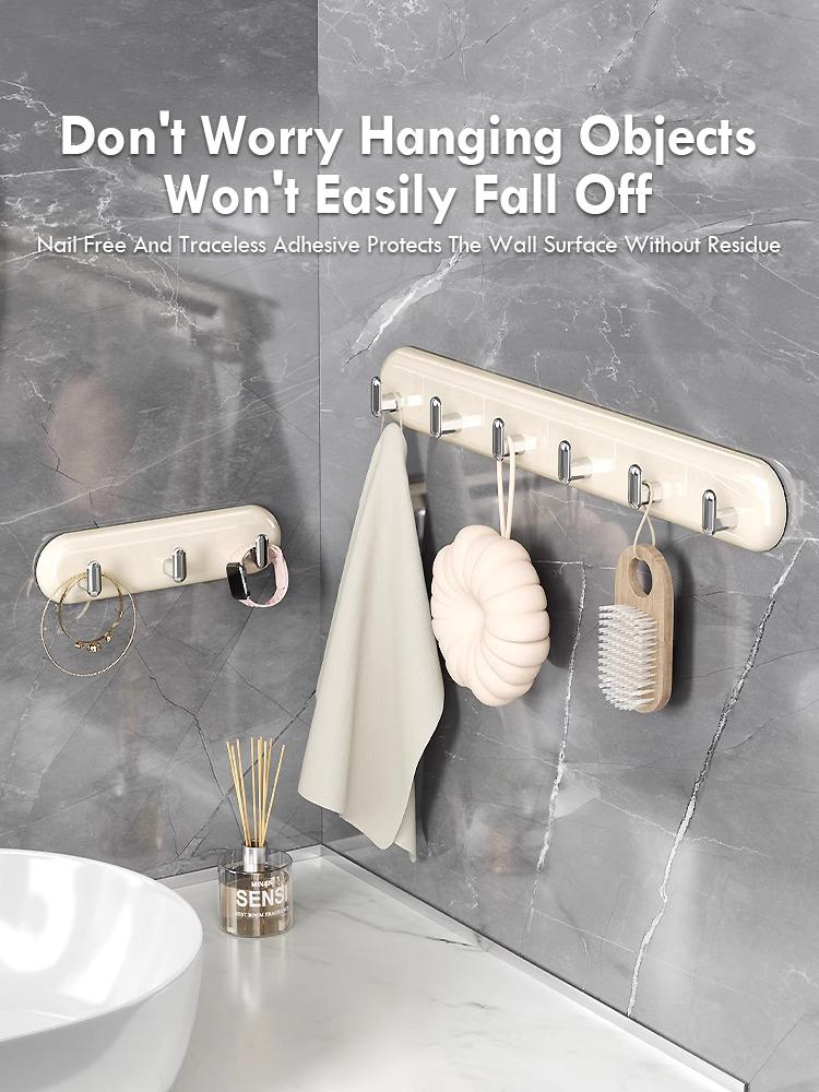 Kitchen Hook Wall Mounted Non Perforated Door Adhesive Hook Behind Bathroom Hook Waterproof And Moisture-Proof High Load-Bearing