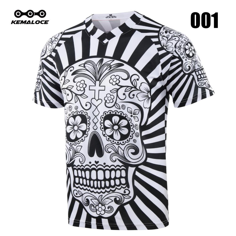 KEMALOCE Men Motocross Jersey Summer Short Sleeve Unique Quick Dry MTB Jersey White Bmx Shirts