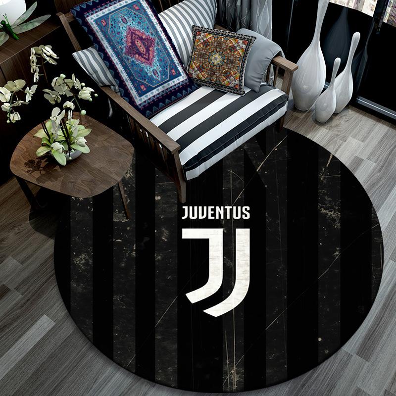 Juventus Football Club3 Round Area Rug,Carpet Rug for Living Room Bedroom Sofa Playroom Decor,Non-slip Floor Mat