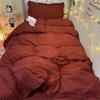 Simple Solid Color Single Bed Three-piece Quilt Cover Sheet Pillowcase College Wind Bedding Set