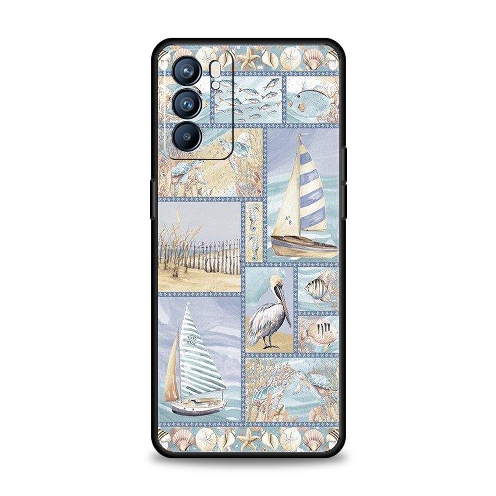 Ocean Coastal Seashell Seaweed Phone Case For Oppo A17 A31 A54 A57 A78 A79 A98 Find X5 X6 Reno 6 7 8 10 11 12 13 F Pro Soft TPU