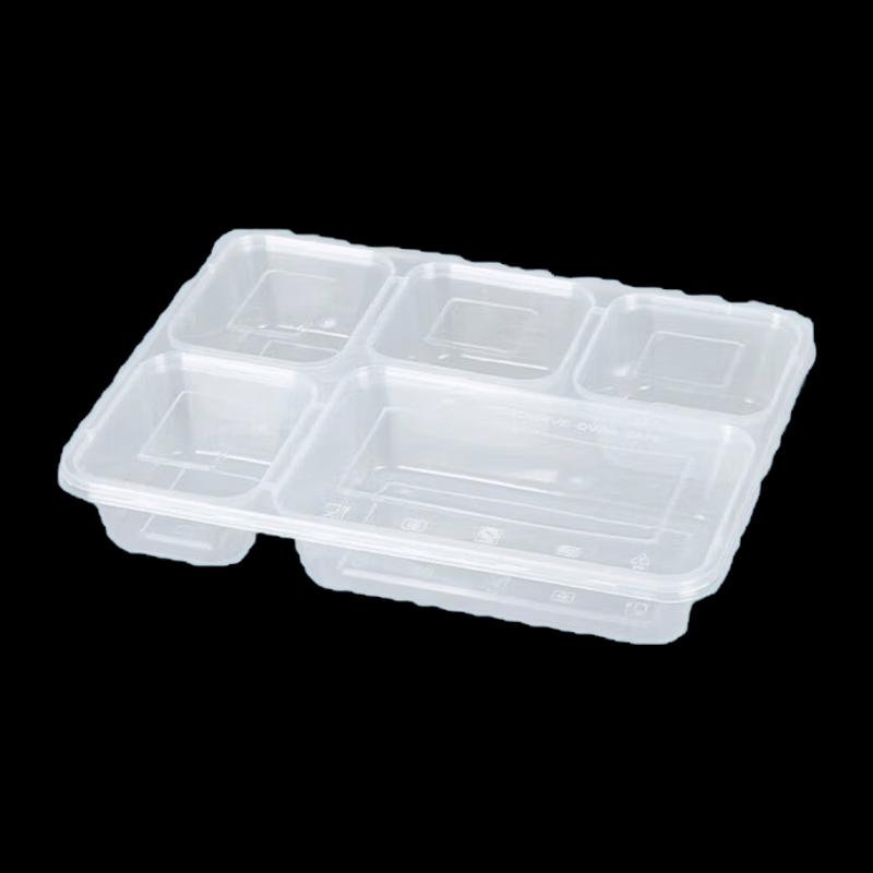 NHZHIW 5-Compartment Disposable Plastic Lunch Boxes with Lids