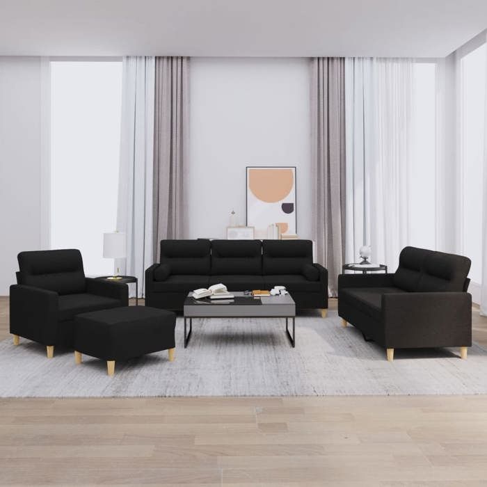 VidaXL Sofa Set with Cushions 4 Pcs, Sofas with Armrests, Furniture Set with Footrest Living Room, 3201564
