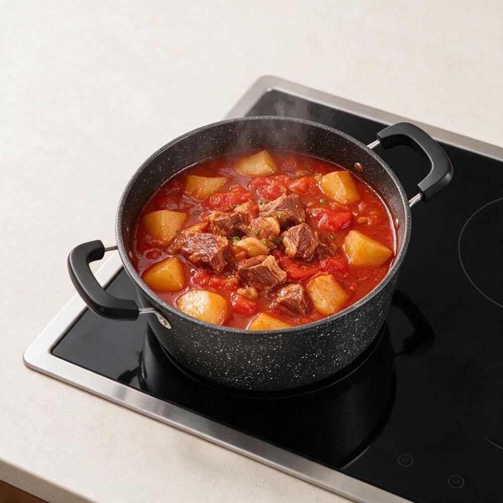 with Glass Lid Double-ear Handle Soup Pot Aluminum Zinc Zinc Alloy Saucepan Slow Cooker  Porridge