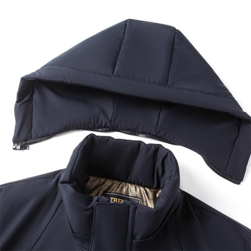 Palton de Bumbac pentru Bărbați de Vârstă Mijlocie și Vârstnici cu Glugă, la Modă, Casual, Plus Catifea Îngroșat, Jachetă de Bumbac pentru Bărbați, Palton de Bumbac Cald de Iarnă, Jachetă