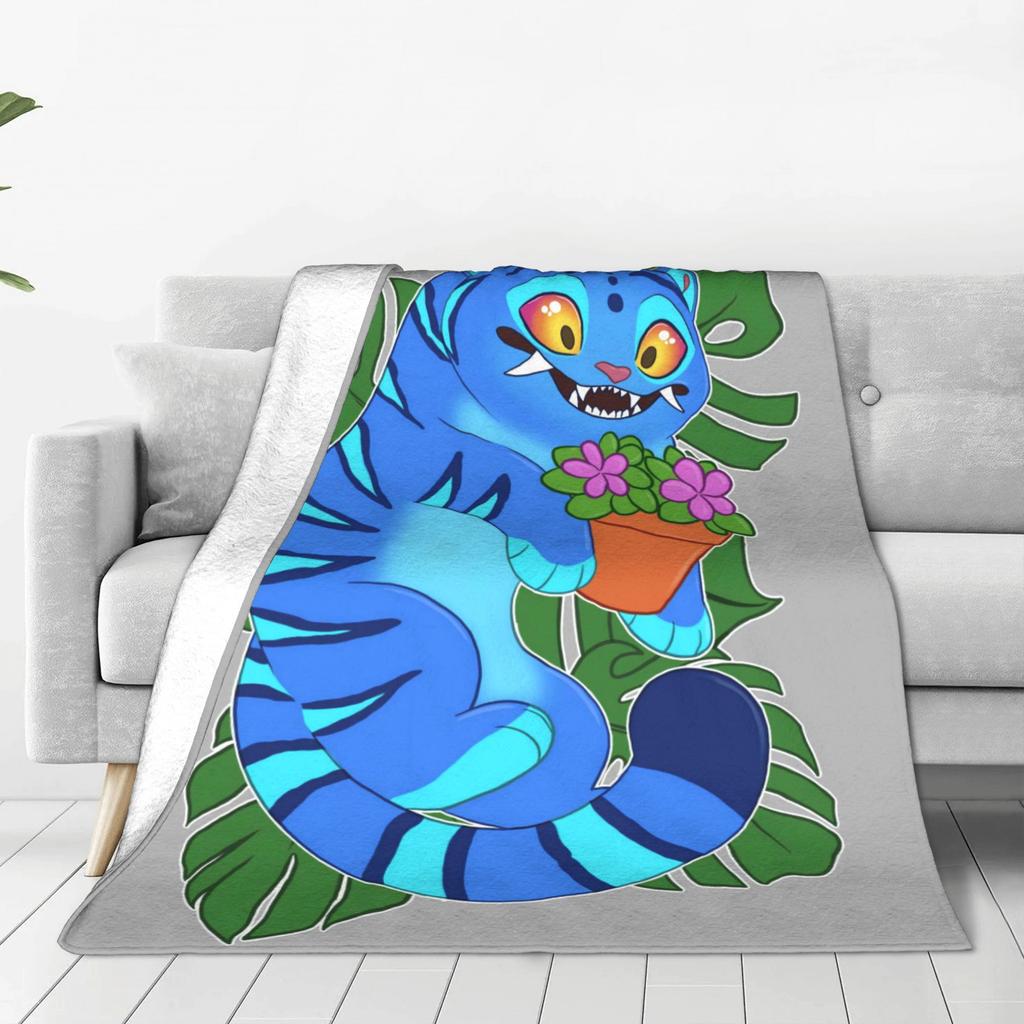 Derpy Tiger Warm Soft Blanket Kpop Demon Hunters Students Plush Throw Blanket Print Couch Chair Flannel Bedspread Sofa Bed Cover