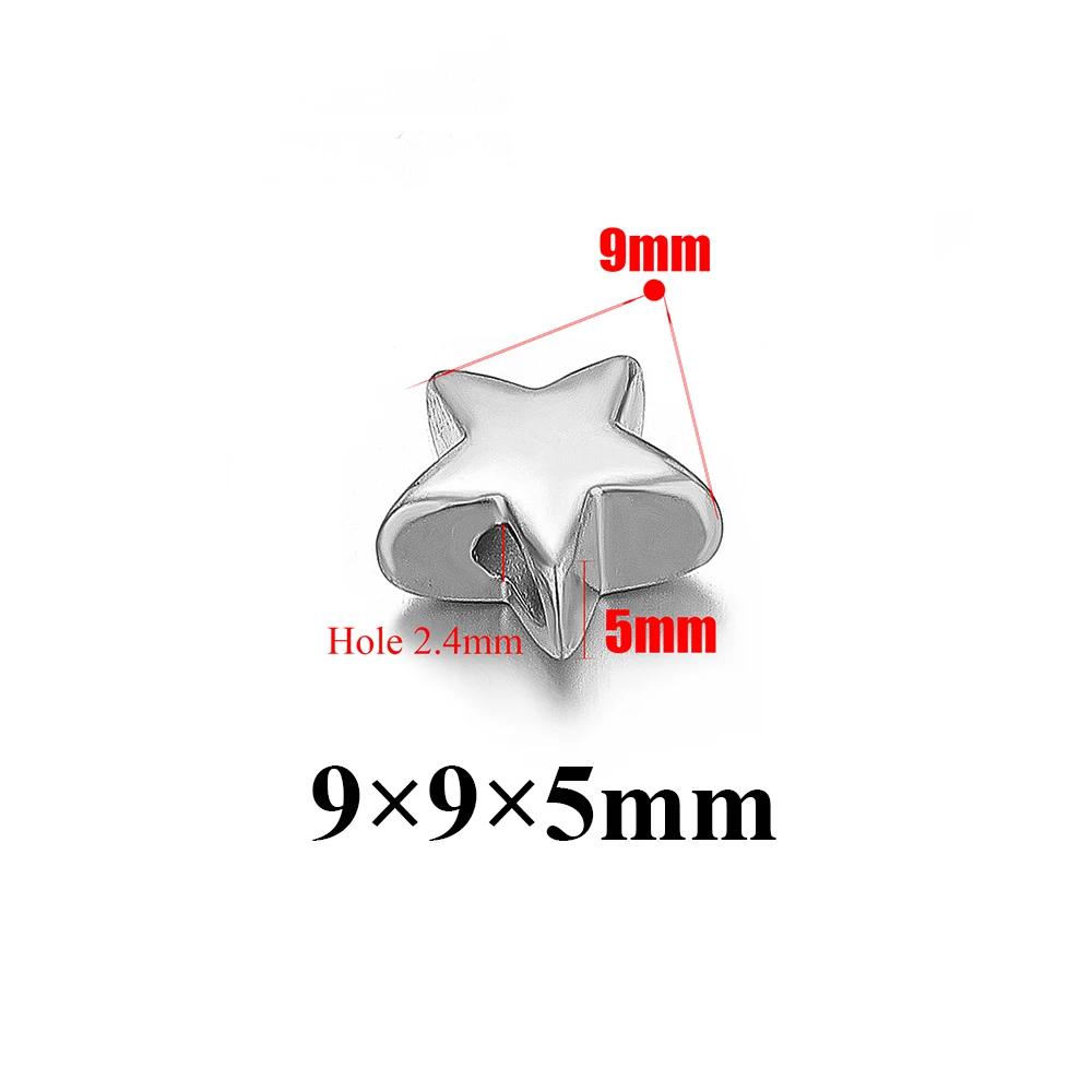 10Pcs Stainless Steel Gold Color Star Heart Spacer Beads for Bracelet Findings Necklace Earrings Making DIY Jewelry Accessories