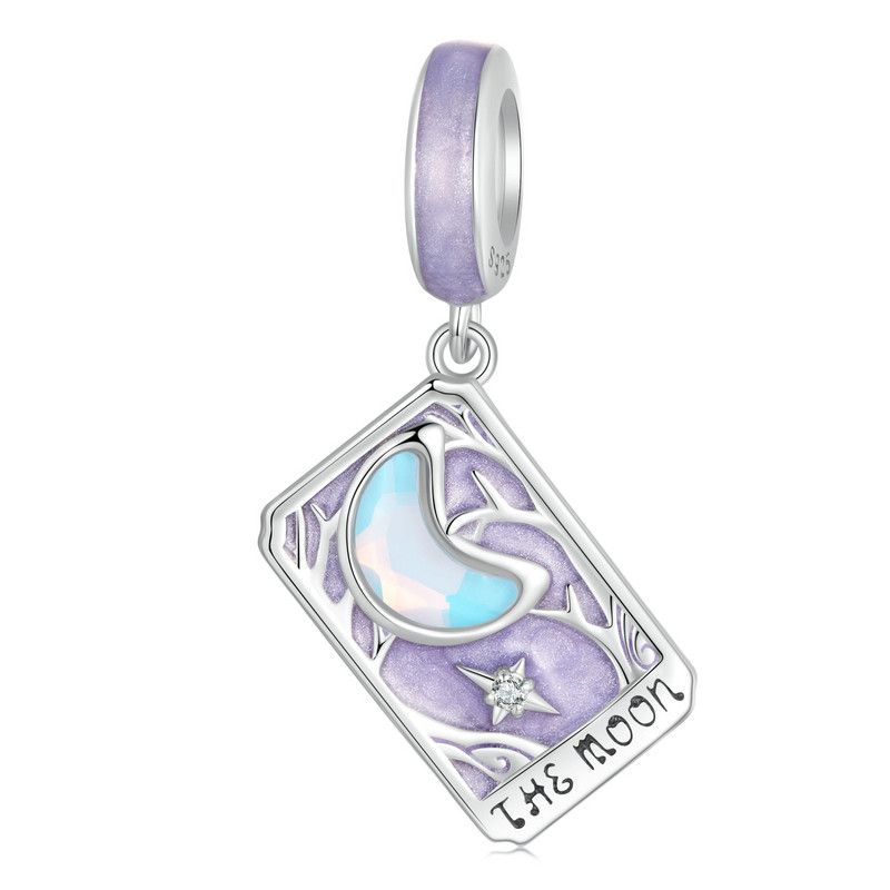 WOSTU 925 Silver Colorful Tarot Cards Charm Pendent Magic Star Moon Sun Lover Bead Fit DIY Bracelet Necklace Women Gift