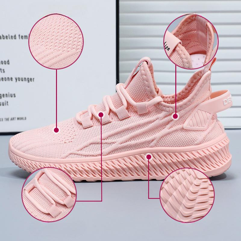 Women's Knit Lightweight Mesh Sneakers, Breathable Mesh Lace-Up Running Shoes, Women's Footwear