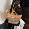 Large capacity woven bag women's new shoulder handbag commuter beach hand bucket bag