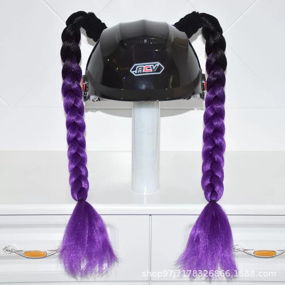 2pcs/pair New Motorcycle Helmet Braids Woman Braids Wig For Motorbike Helmets 164 colors Twist Dual Pigtail Ponytail With Sucker