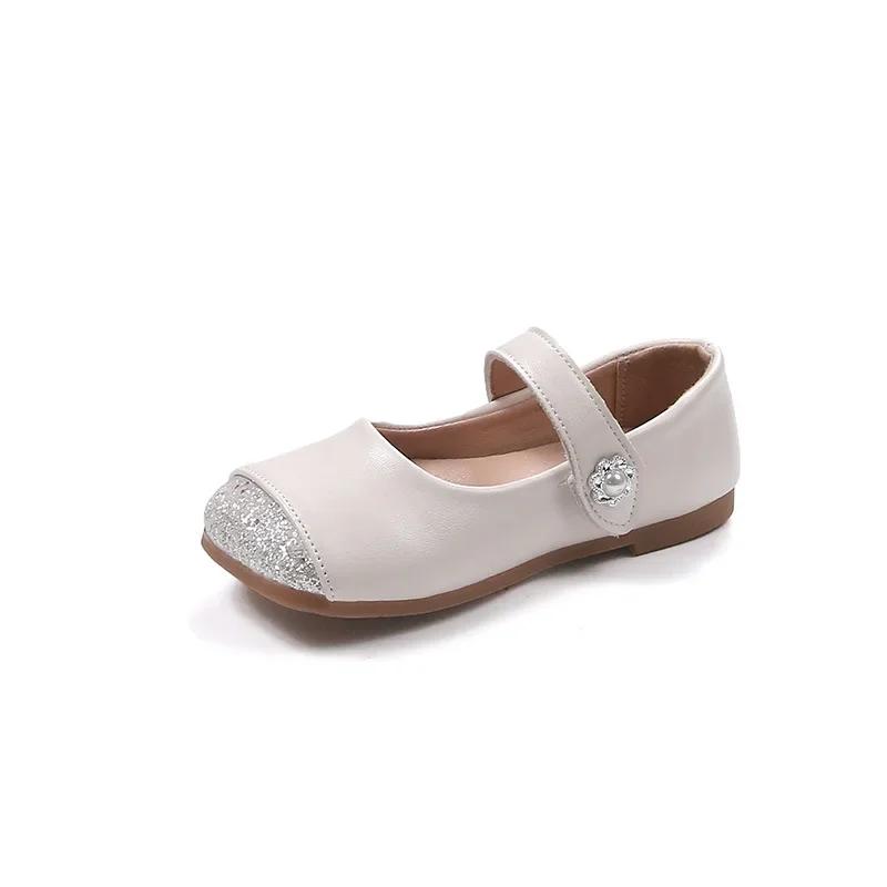 Flache Schuhe für kleine Mädchen im koreanischen Stil, neue Kinder-Patchwork-Lederschuhe, modische lässige Kinder-Prinzessinnenschuhe für Hochzeitsfeier
