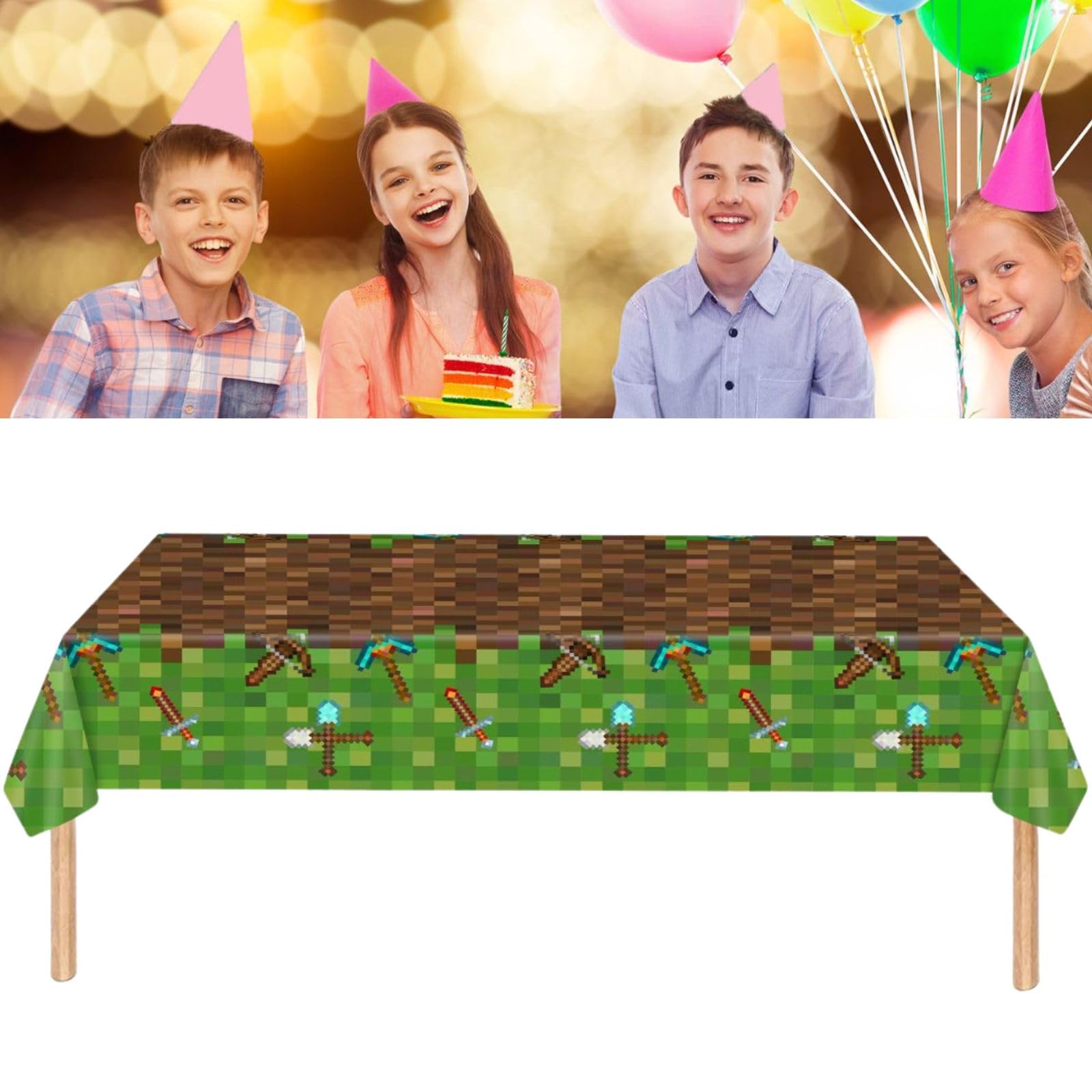 

Leap Raupe Minecraft Birthday Decoration Tablecloth, Disposable Vinyl, 130cm x 220cm, Sword, Small