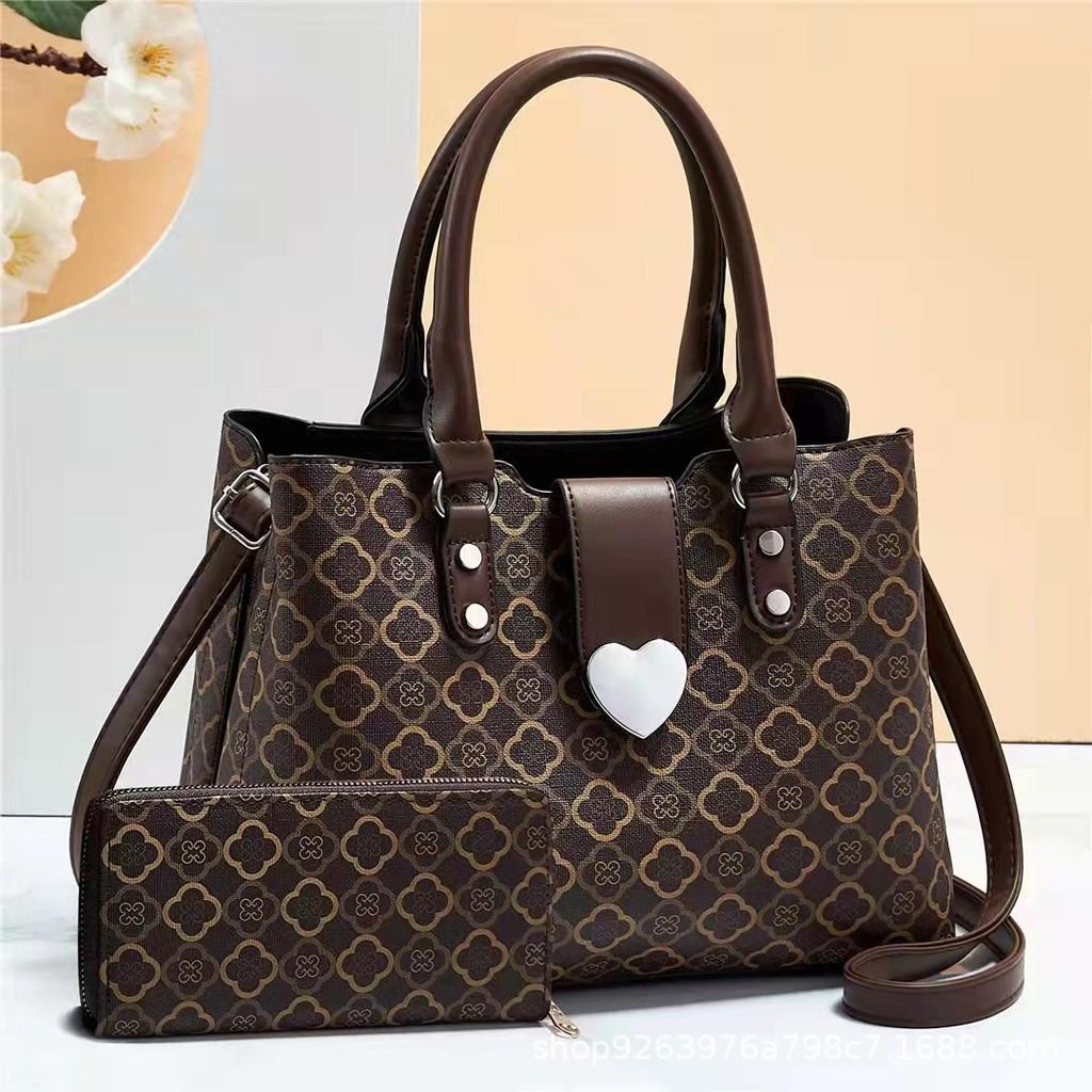 Stylish Vintage Pu Tote Bag Set With Large Capacity In Burgundy Khaki And Black Colors