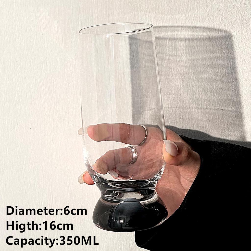 Cute Thick Bottom Handle Coffee Glass Mountain Latter Milk Juice Water Glass Goblet Glass Cup