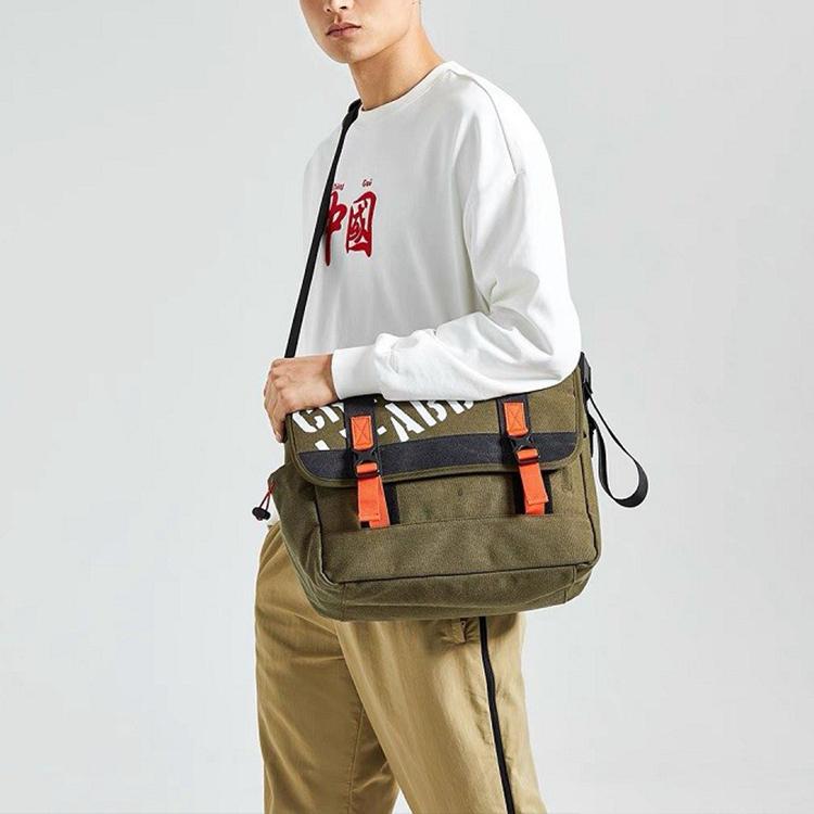 New LiNing Wave Fabric Crossbody Bag Shoulder Bag Unisex Army Green ABDR144-1