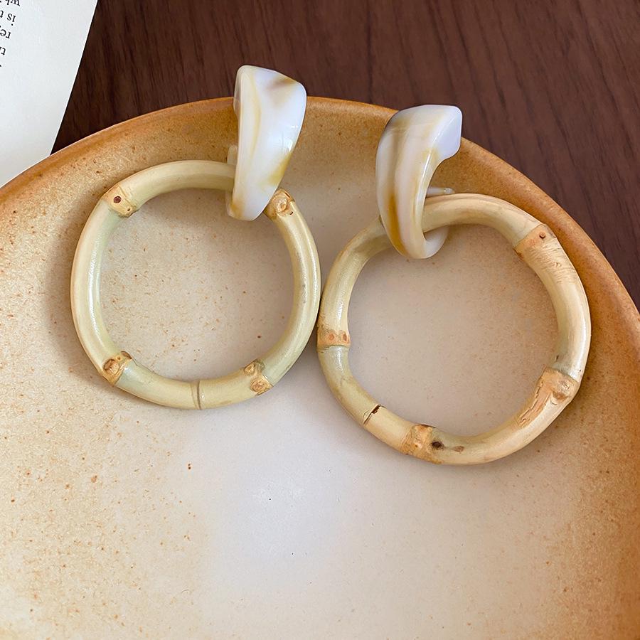 Богемные серебряные серьги-подвески из бамбука и смолы - Ретро, Высококачественные модные украшения для женщин