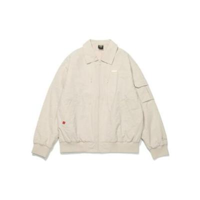 Li Ning Športový lifestylový rad Denná prosperita Jednofarebné Textová nášivka Zips Polokošeľa Voľná Bavlnená bunda Unisex bunda Mesačný svit-Sivá AJMT005-3