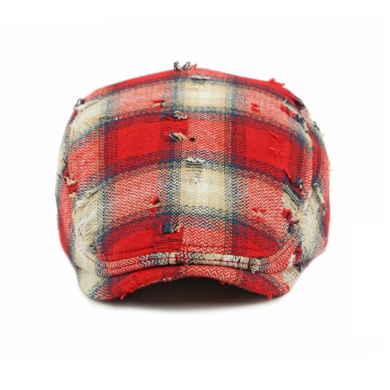 Ripple Cap Women Beret British Cap Men Retro Plaid Peaked Cap