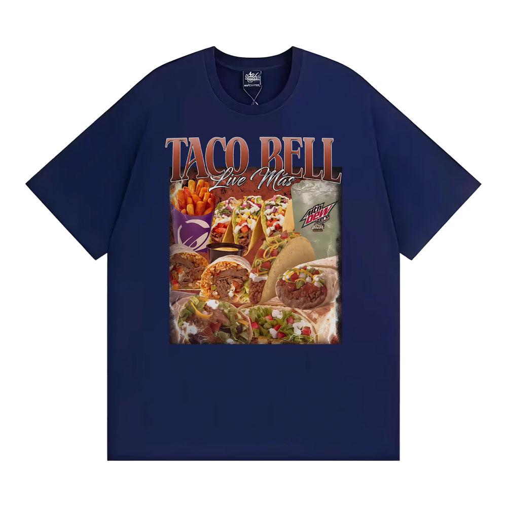 T-shirt Unisex in Cotone Stile Vintage Anni '90 Taco Bell Uomo Donna Moda Streetwear Magliette Casual Cotone Manica Corta Top