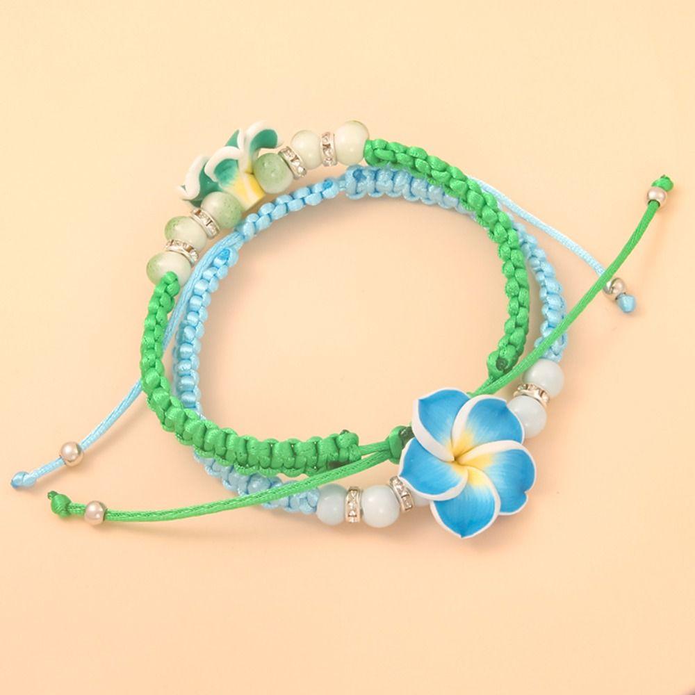 Beads Polymer Clay Braid Rope Bracelet Boho Egg Flower Bangle Bohemian Beach Jewelry  Jewelry Gifts
