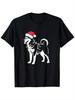 Husky Christmas Lights Santa TShirt 100 Cotton Gift For Unisex Women Dad Mom Friends S3XL Black