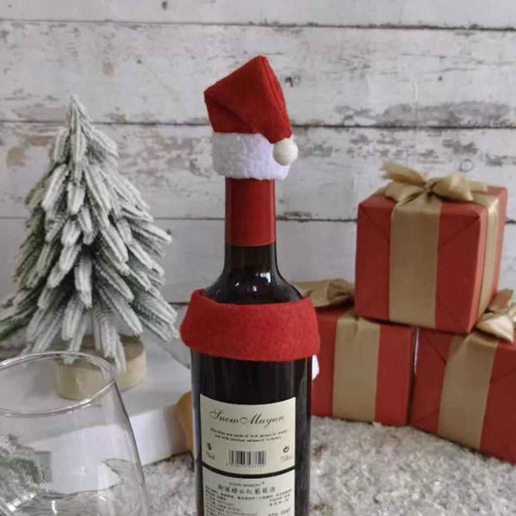 Christmas Creative Household Items Non-woven Scarf Hat Wine Bottle Decoration Christmas Wine Bottle Set Decoration