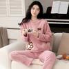 2025 Autumn Winter Cartoon Pajamas Sets for Women Warm Thicken Pajama Long Sleepwear Girl pyjamas Coral Fleece Homewear Clothes