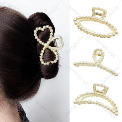 New Fashion Exquisite Medium Small Pearl Geometric Hairpin Hair Crab Hair Claw Women Girl Hair Accessori Headwear Accessory