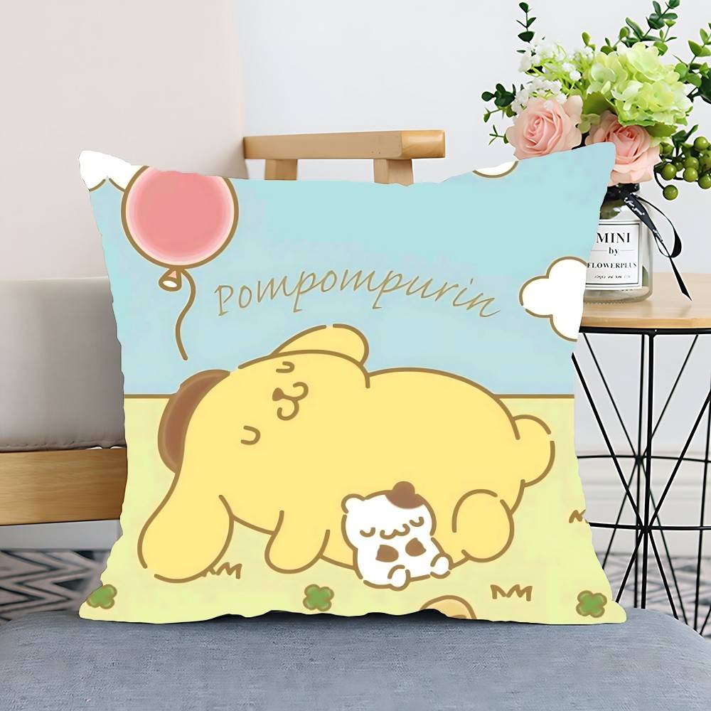 S-Sario P-Pompompurin Pillow Case Cushion Cover Polyester Pillowcase Decorative Sofa Cushion Pillowcase Home Decor