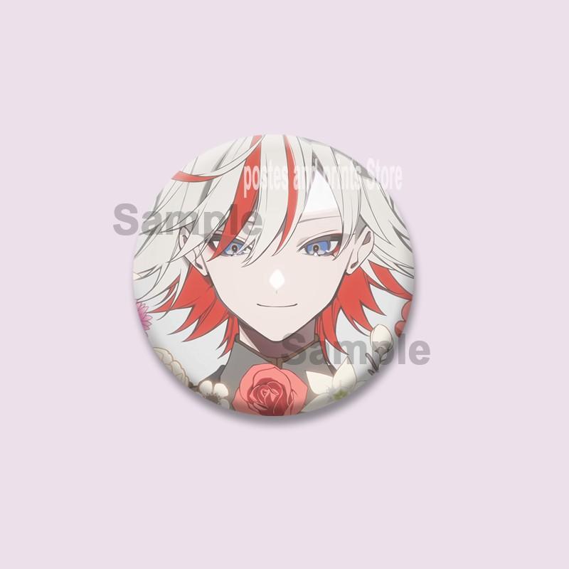 Cartoon Game Merold Kurode Hallritt Brooch Anime Fragaria Memories Lapel Pins Plastic Round Badge for Bag Hat Jewelry XMAS Gifts