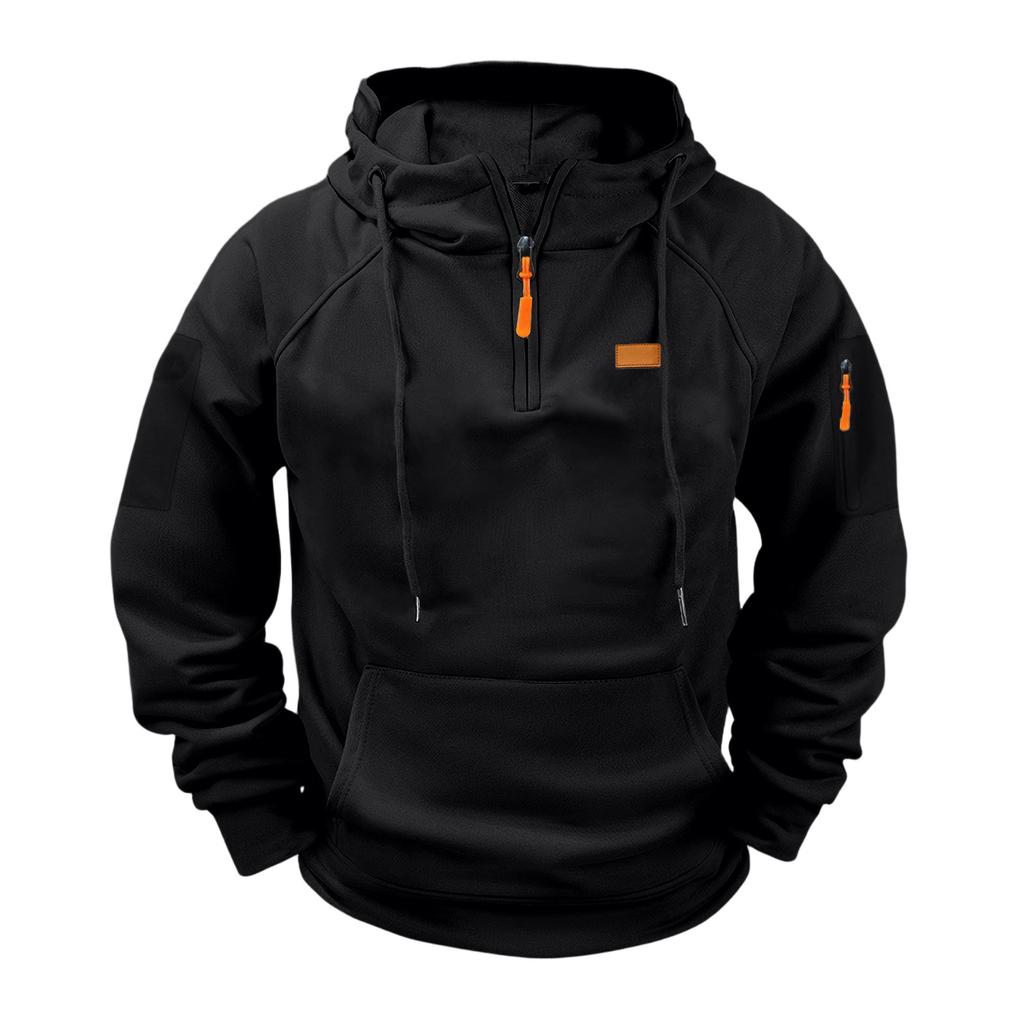 Men's Casual Hooded Zip Up Sweatshirt with Multi Pockets Long Sleeve
