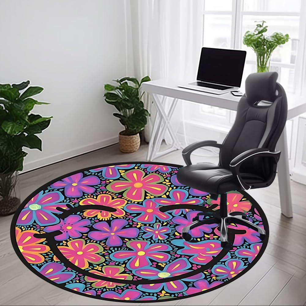 1pc Flower Mandala Pattern Carpet for Office Non-Slip, Round Carpet, Soft & Comfortable, Carpet for Office, Round Floor Mat yy251225158