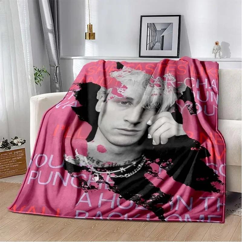 Machine Gun Kelly Poster Flannel Blanket Warm Music Art Throw for Bedroom Sofa Bed Travel Picnic Fan Gift