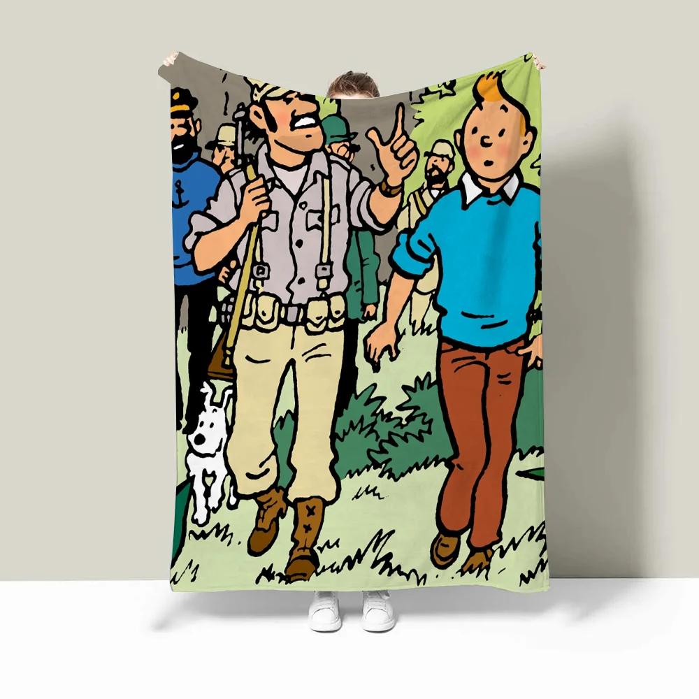 Tintins Kapuzendecke für Sofas, individuelle Decken, Charaktere, flauschig, kariert, Luxusbettwäsche, Bettüberwurf, Strandtuch, Heim und Dekoration