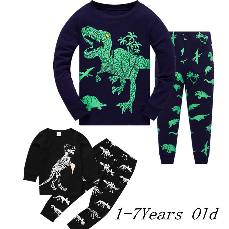 Baby Boy Kids Cartoon Dinosaur T shirt Tops Pants Pajamas Sleepwear Outfits Set