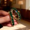 2025 Retro Emerald Zircon C-Shaped Ear Cuff Earrings - Lightweight, Fashionable & High-End Jewelry for Women