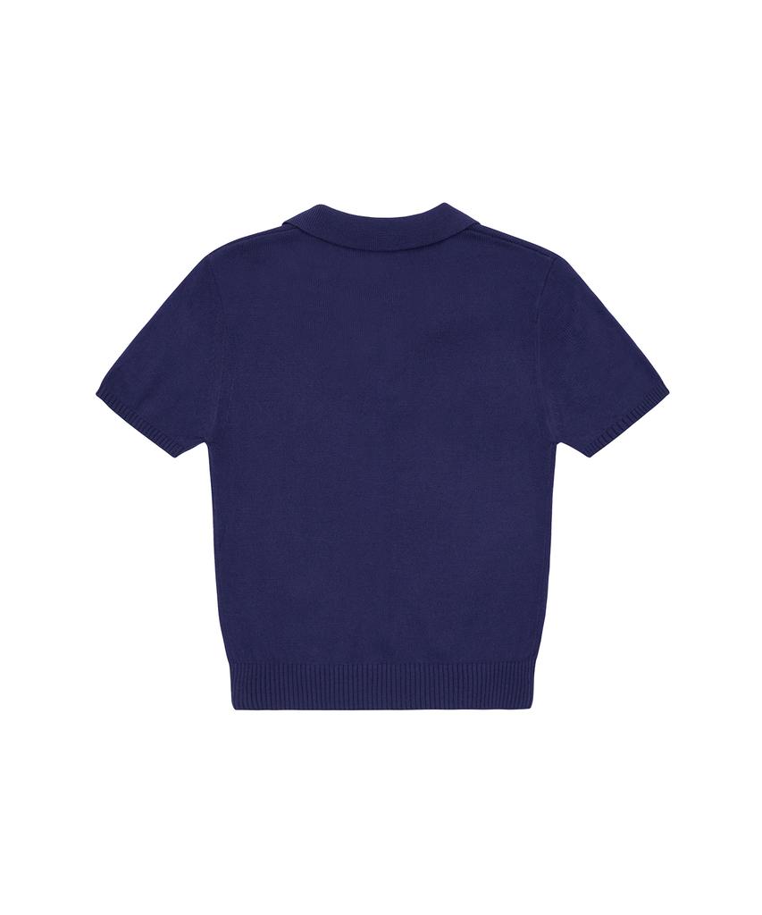 MARDMARD Open Collar Emblem Knit - Navy
