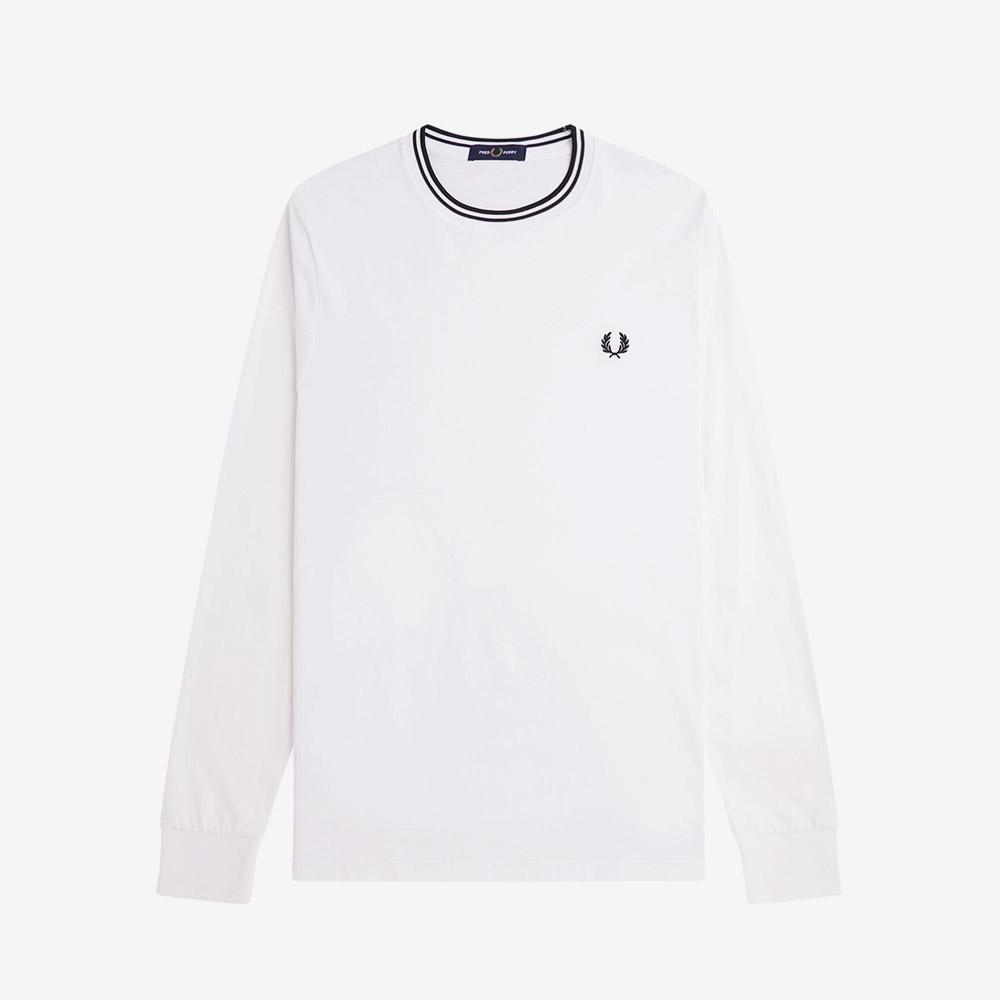 Fred Perry [Baseline] Long Sleeve Twin Tip T-Shirt - White Afpm2539602-100