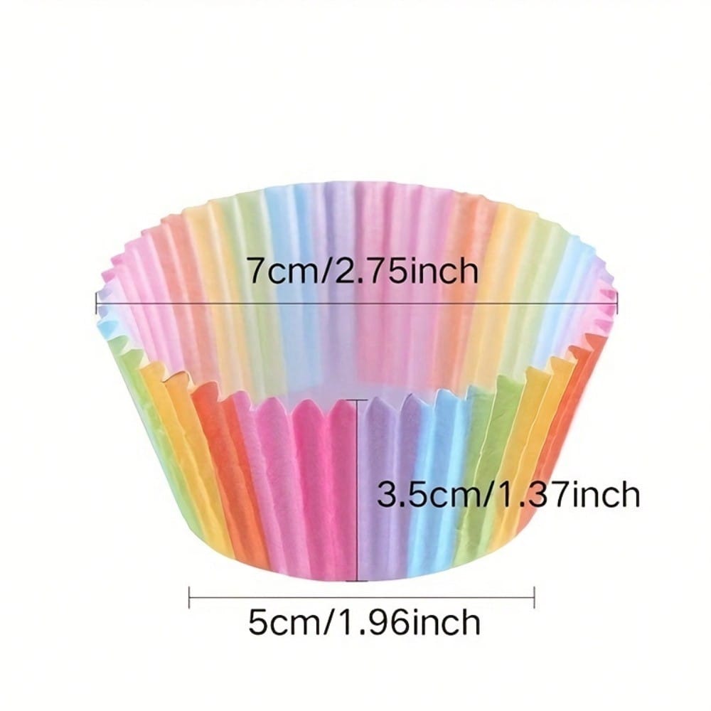 100 Disposable Muffin Cups Rainbow Colored Paper Cups Cake Cups Paper Cup Liners Mold Baking Tools Kitchen Utensils Accessories