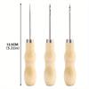 6 Stück/2 Sätze Holzgriff Nähahle Handnäher Leder Lochwerkzeug DIY Schuhreparatur Hakenwerkzeug Lederzubehör