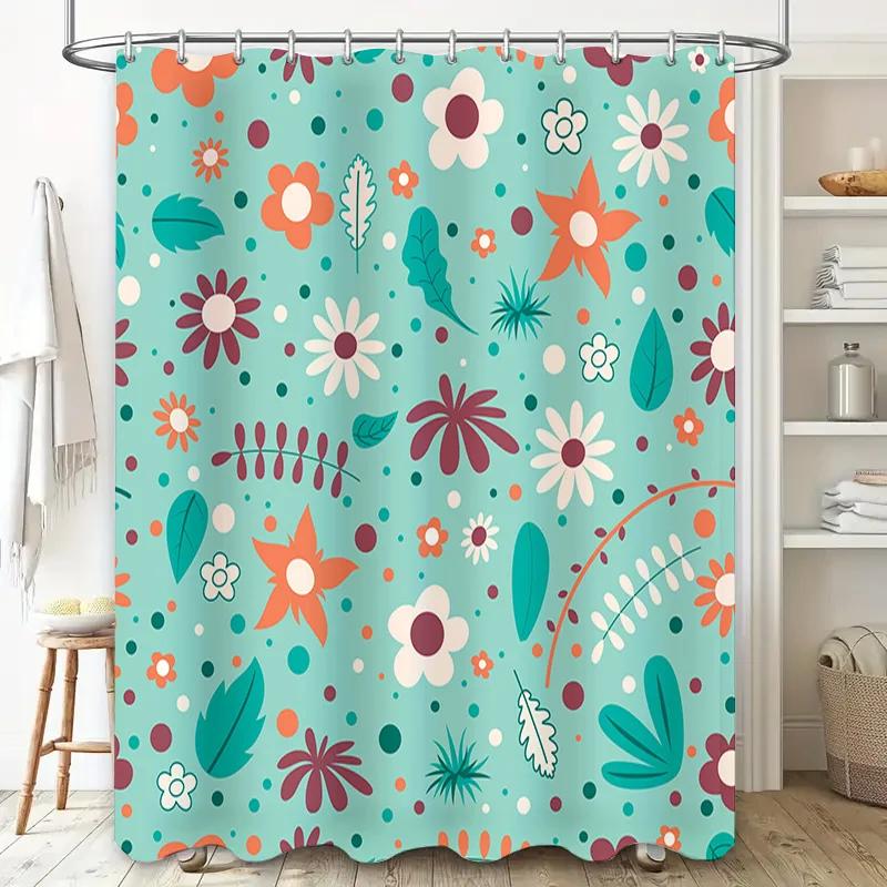 Bright Chic Bathroom Shower Curtain with Floral Patterns Modern Waterproof Decoration for Home Bathrooms Multiple Colors Availab