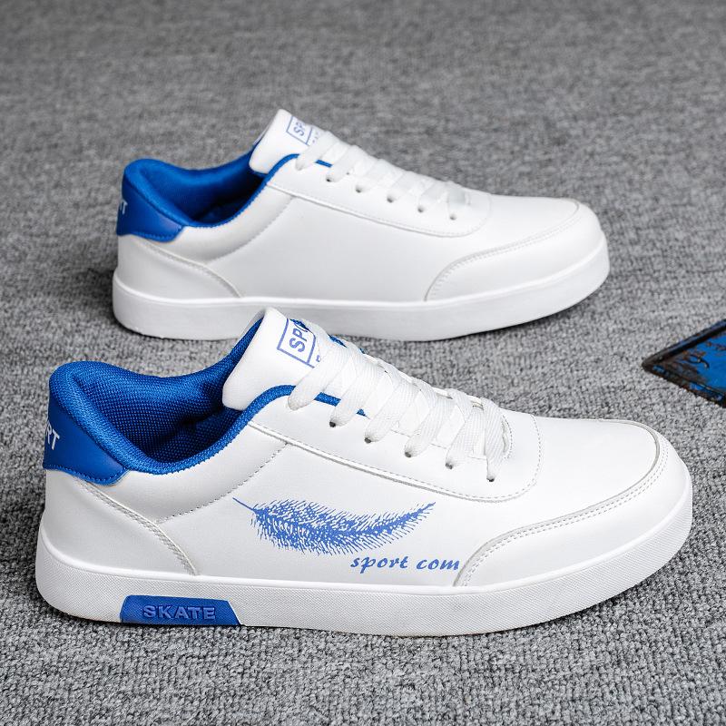Spring and Autumn Solid Color Round Head Leaf Print Student Casual Shoes Men's Breathable Commuting Comfortable Flat Shoes