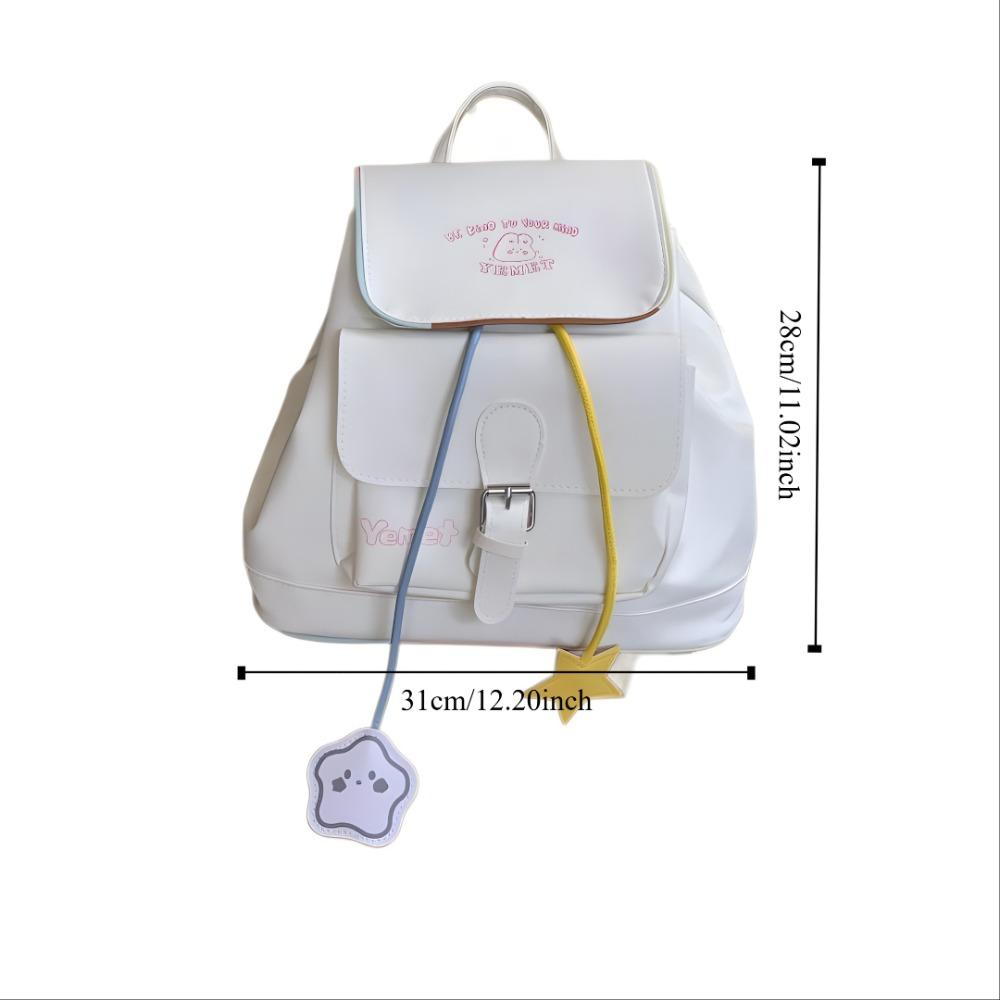 Top Handle Students Cute Schoolbag Daypack Y2k Shoulder Bag Casual Drawstring PU Backpack Travel