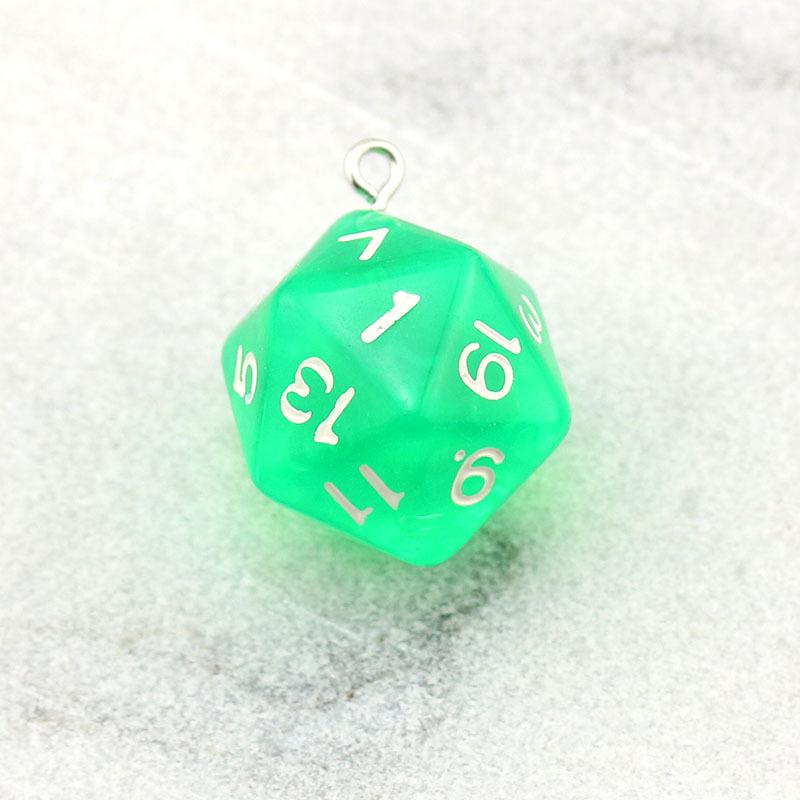20-Sided Acrylic Dice Keychain - Transparent Solid Color Jewelry Charm