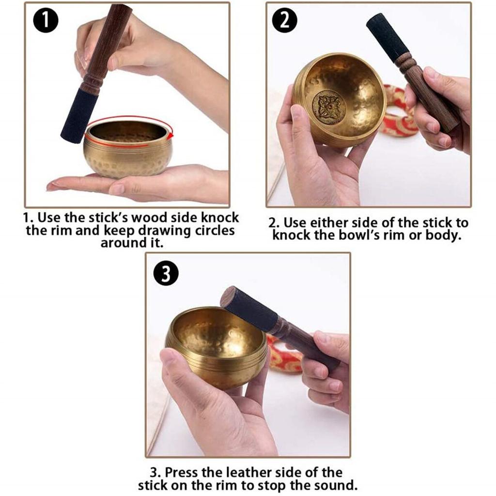 Nepalese Singing Bowl Set - Hand-Hammered Tibetan Sound Bowl for Meditation, Yoga, Chakra Healing, Zen - Includes Striker & Cushion Carry Bag