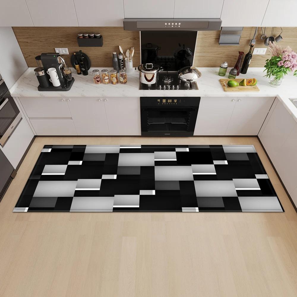 Geometric Square Pattern Home Kitchen Floor Mat Door Front Decoration Floor Mat